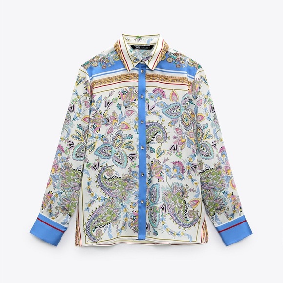 Zara Paisley Button Down Shirt - Picture 2 of 5